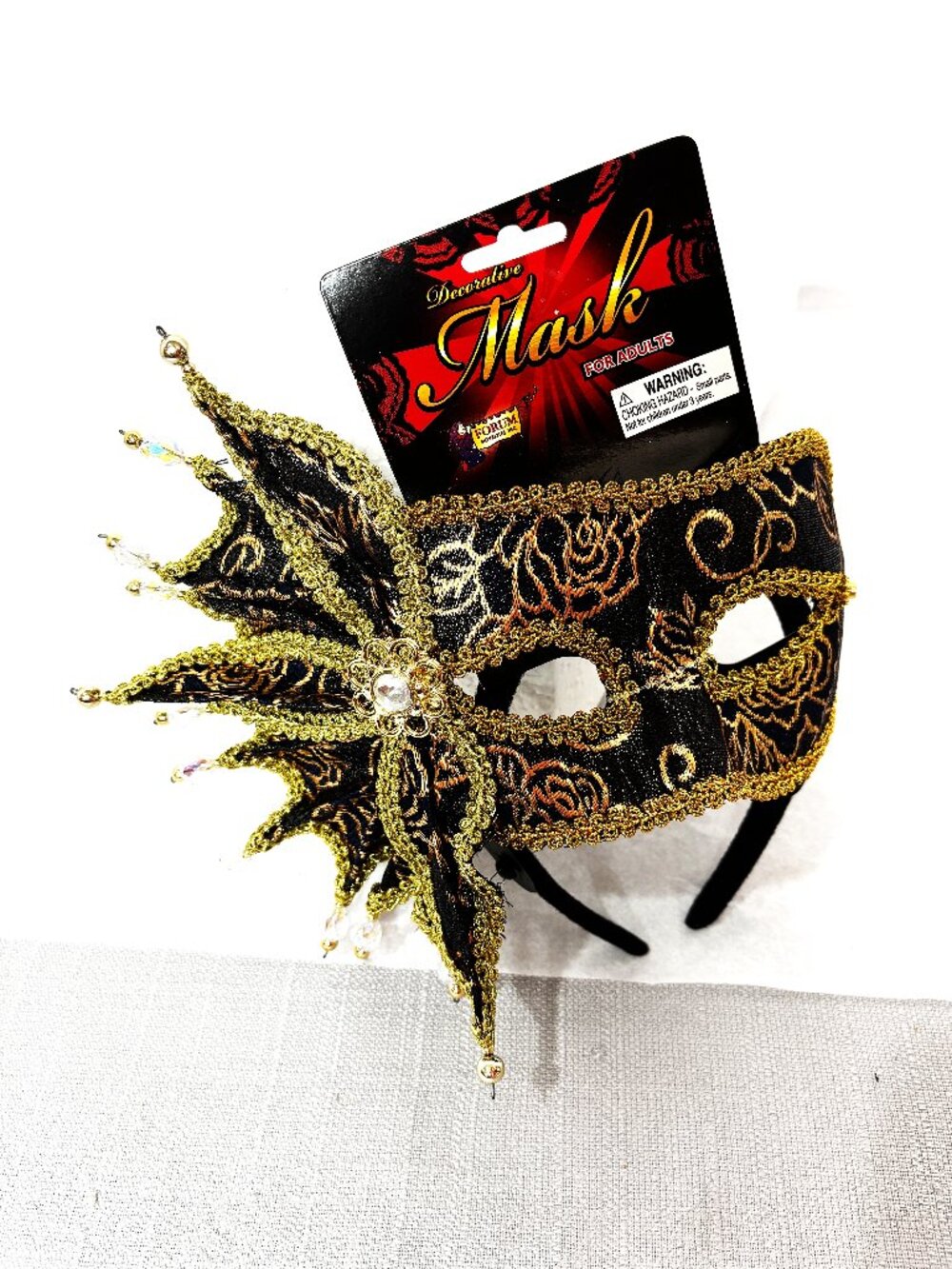 Venetian Navy & Gold Rose Brocade Carnival Mask NWT NOS